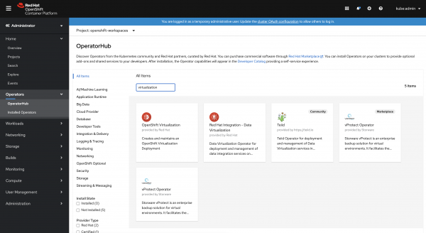 Openshift Virtualization in Operator Hub Openshift Virtualization in Operator Hub