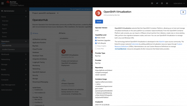 Install Openshift Virtualization with a click Install Openshift Virtualization with a click