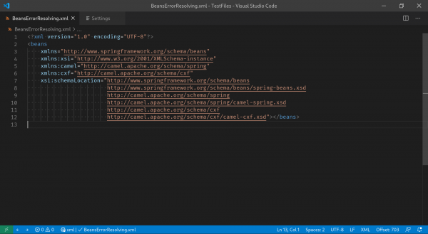 Schema Location Format On Element The 'on element' format adds new lines after each namespace and URI.