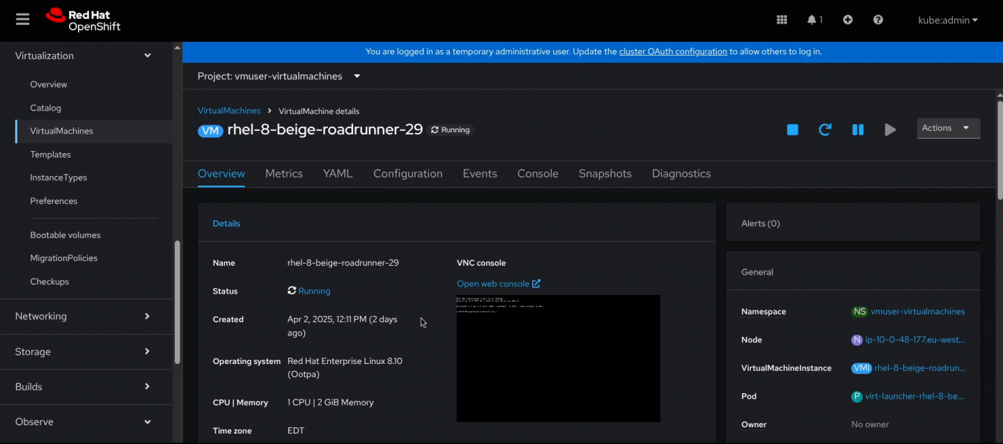 OpenShift Virtualization Virtual Machine
